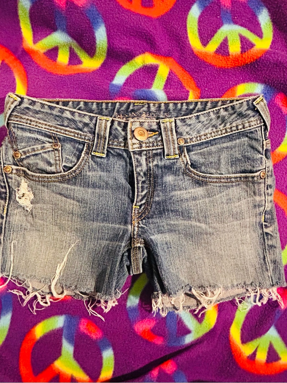 Banana Republic Light Blue Distressed Denim Jean Shorts